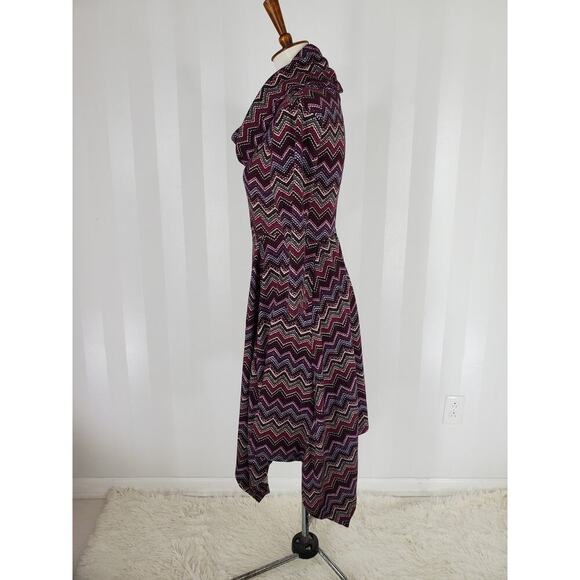 COREY P Women's Multicolor Cowl Neck Handkerchief Hemline Sweater Dress Sz S - Picture 3 of 10